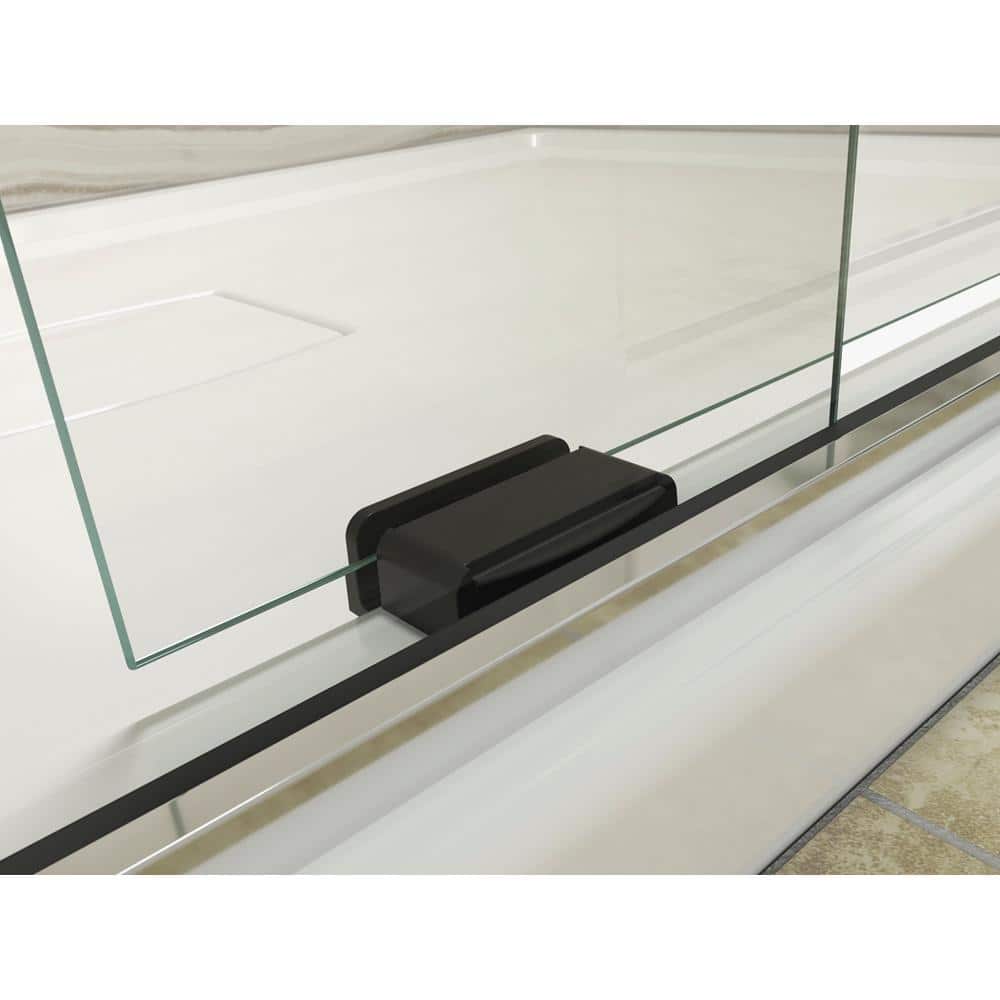 Levity 60" Frameless Sliding Bath Door with Clear Glass and Silver Frame
