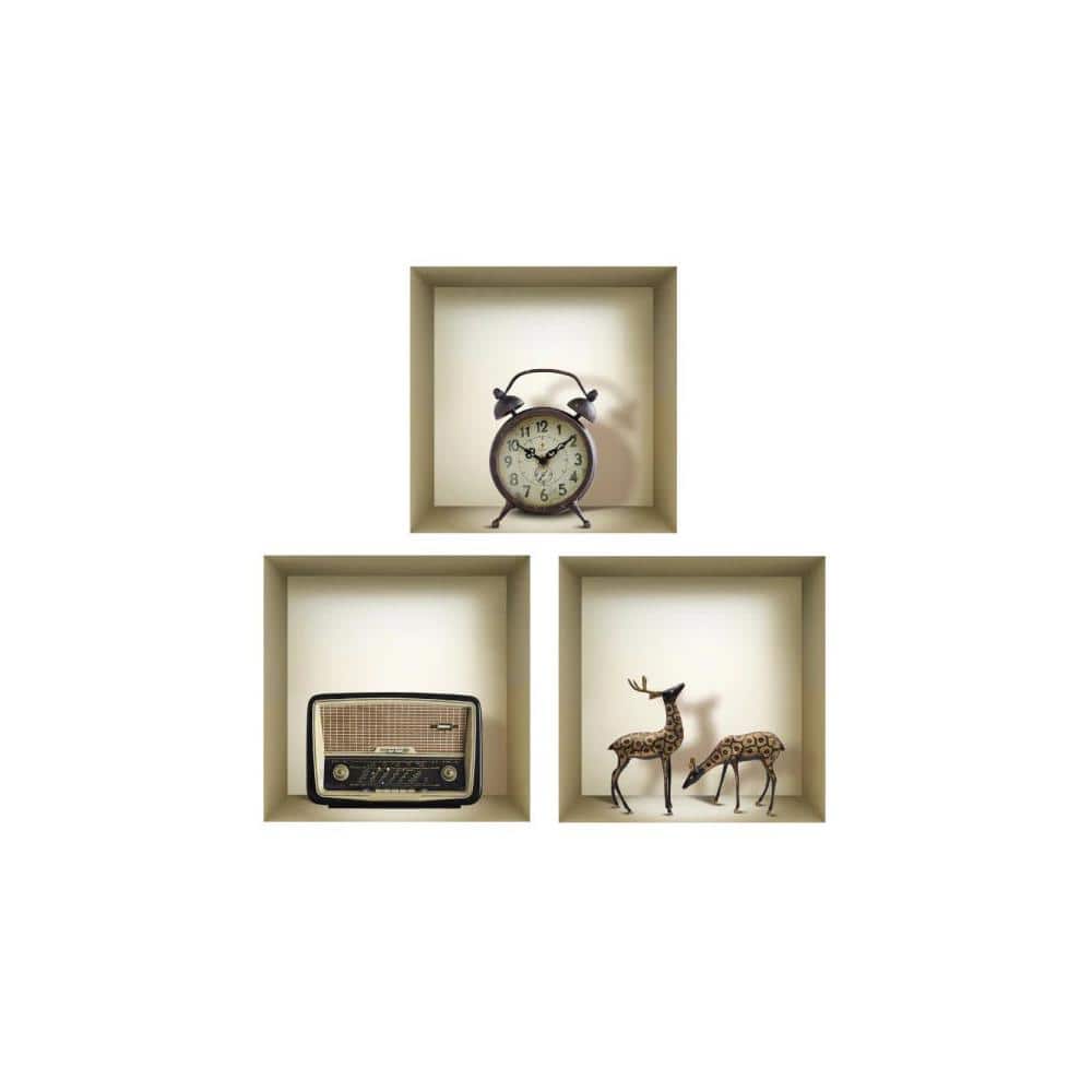 Brown and Black 3D Design Niche Wall Decal - Set of 3 : Easy to Apply, Stunning Decorative Stickers for Home and Office price history on PriceWatchPro