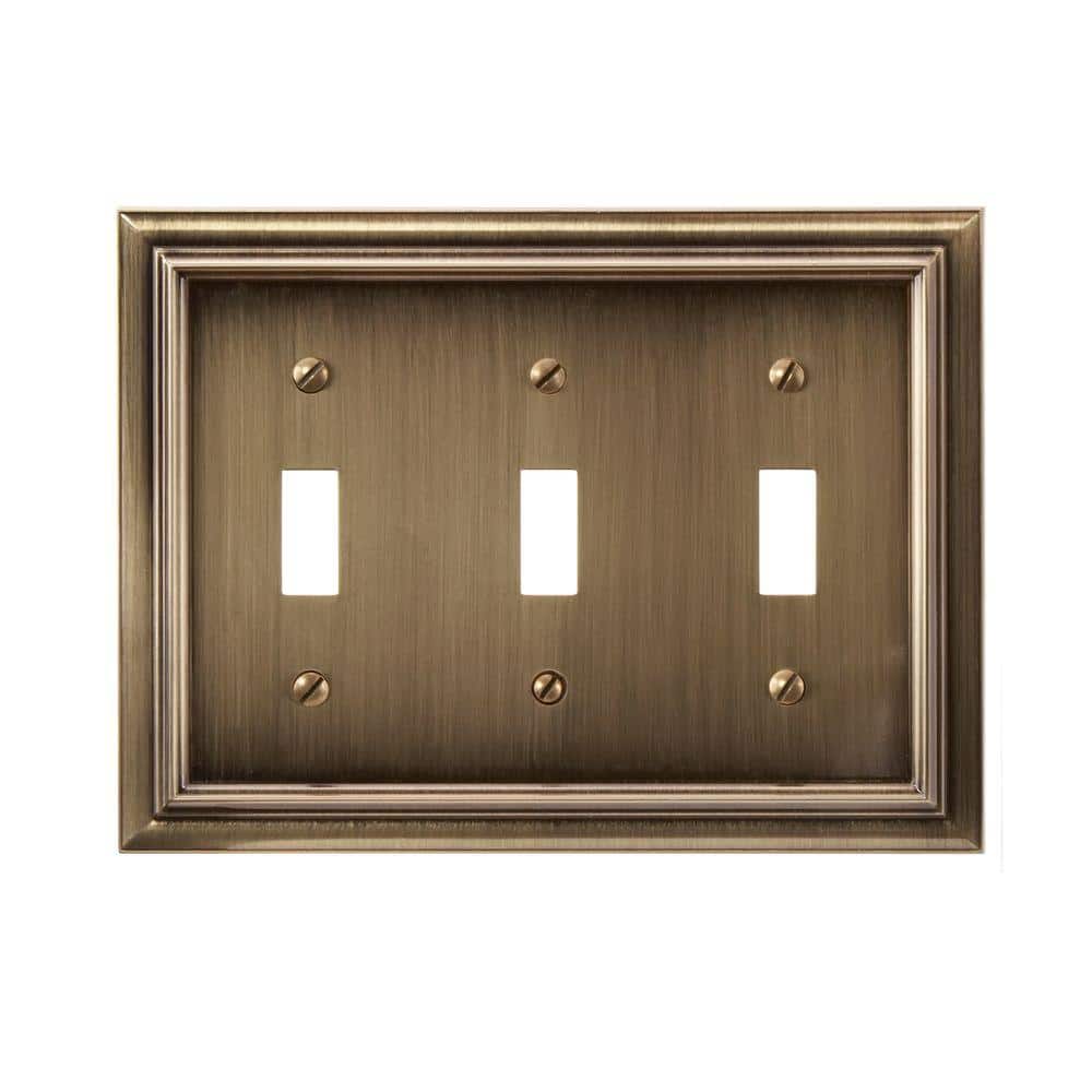 Continental 3 Gang Toggle Metal Wall Plate - Brushed Brass price history on PriceWatchPro