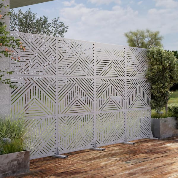 Dovelina Ivan 72 in. Galvanized Steel Garden Fence Outdoor Privacy Screen Garden Screen Panels in White