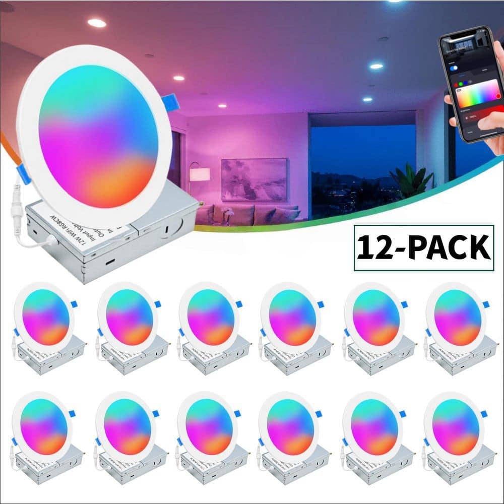 KOAOEIRS 6 in. Ultra-Thin Smart 1320-Lumen Integrated LED Recessed ...