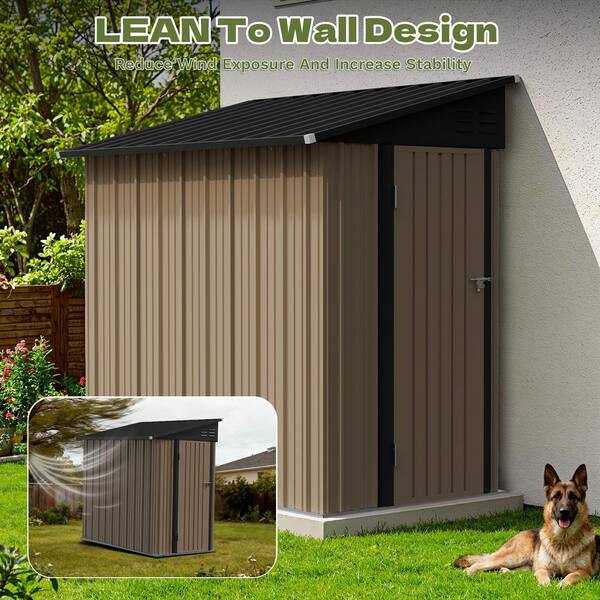 Patiowell 6 ft. W x 4 ft. D Outdoor Storage Metal Shed, Lean to