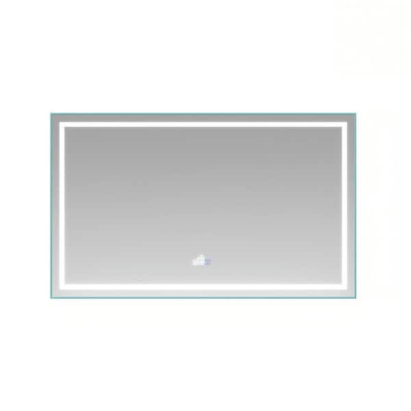 60 in. W x 36 in. H Rectangular Frameless LED Anti-Fog Touch Sensor Flush Wall Mount Bathroom Vanity Mirror in Silver