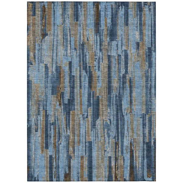Chantille Machine Washable Indoor/Outdoor Abstract ACN2255 Navy 8 ft. x 10 ft. Area Rug