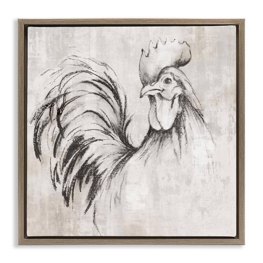 Rooster Sketch Impression by Eli Jones Brown Floater Frame Animal Graphic Art Print 18 in. x 18 in. price history on PriceWatchPro