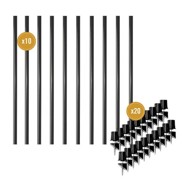 NUVO IRON 26 in x 1 in Round Baluster And Connector Combo Kit for Decks And Stairs