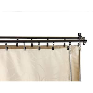48 in. - 84 in. Armor Adjustable Baton Draw Track Double Curtain Rod Set in Black