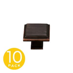 Accent Series 1-1/4 in. Modern Oil Rubbed Bronze Square Cabinet Knob (10-Pack)