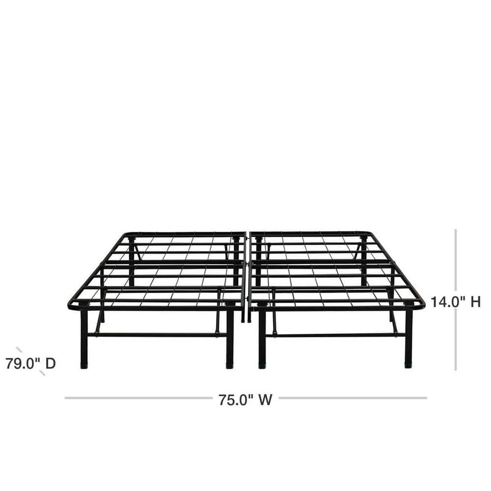 King Black Metal Platform Bed Frame with Storage