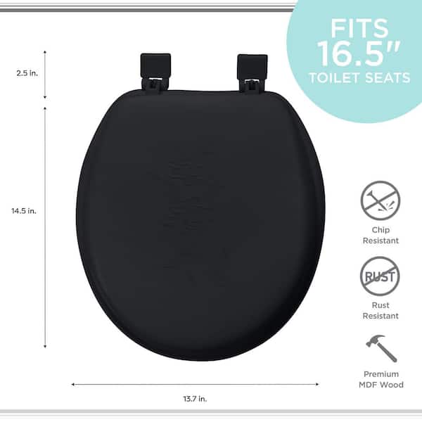 Heavy Duty Vinyl Soft Toilet Seat Black Easy Clean Round Standard Size Bathroom 