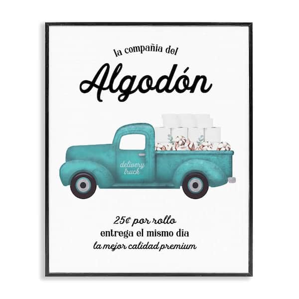 Stupell Industries Fresh Cotton Bathroom Sign by Lettered and Lined Black Framed Typography Giclee Art Print 14 in. x 11 in.