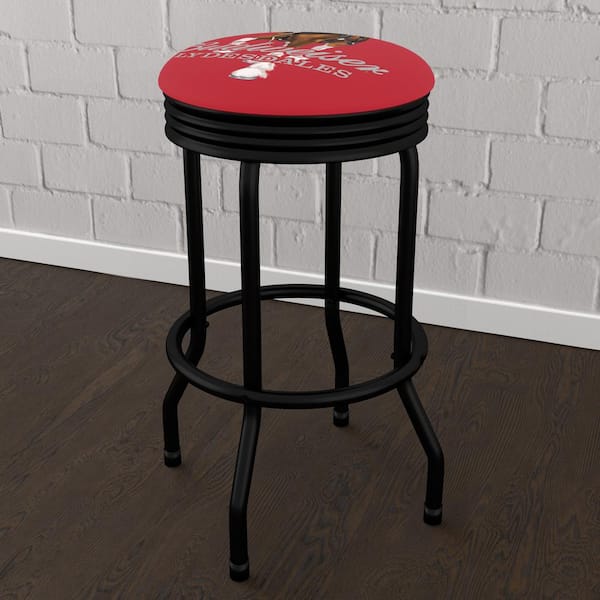Unbranded Budweiser Clydesdale Red 29 in. Red Backless Metal Bar Stool with Vinyl Seat