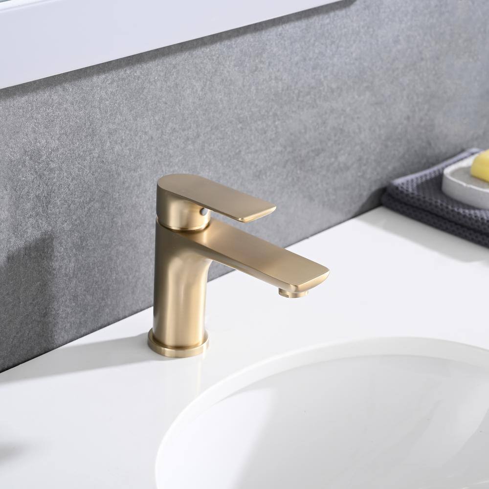 Brushed Gold Single Handle Mid Arc Bathroom Faucet