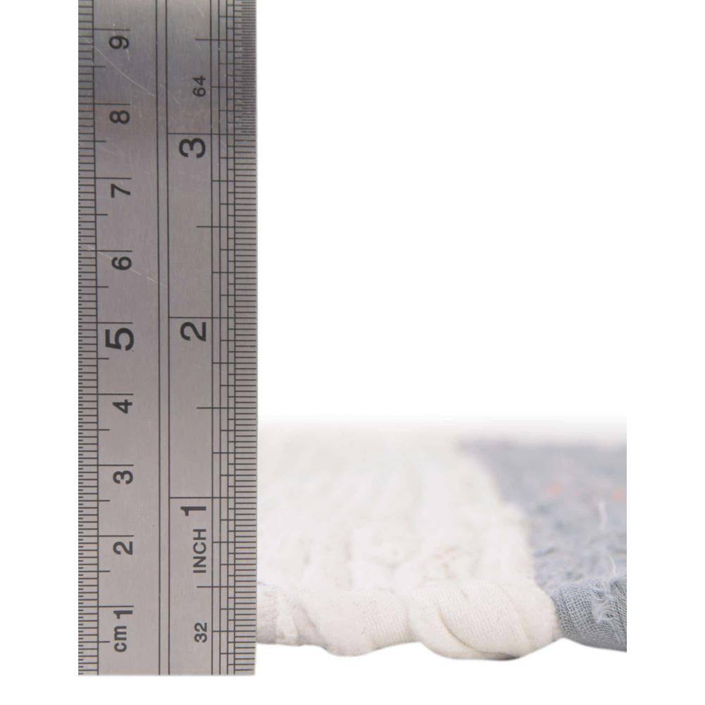 Gray and Ivory Striped Cotton Fringe Area Rug