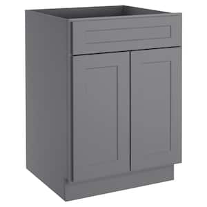 24-in W X 24-in D X 34.5-in H in Shaker Grey Plywood Ready to Assemble Floor Base Kitchen Cabinet with 1 Drawer