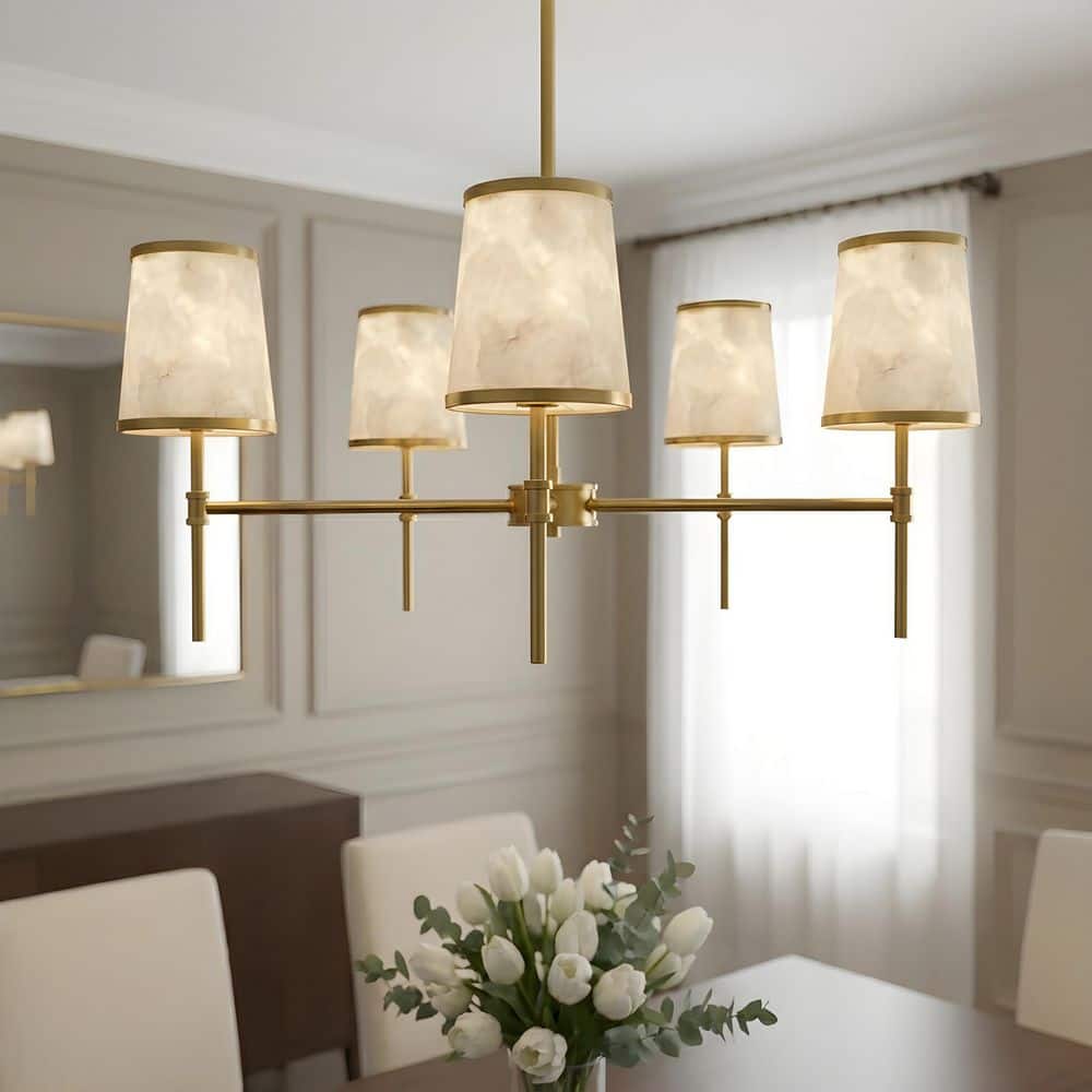 Windley 5-Light Brushed Gold Chandelier with Capiz Shell Shade price history on PriceWatchPro