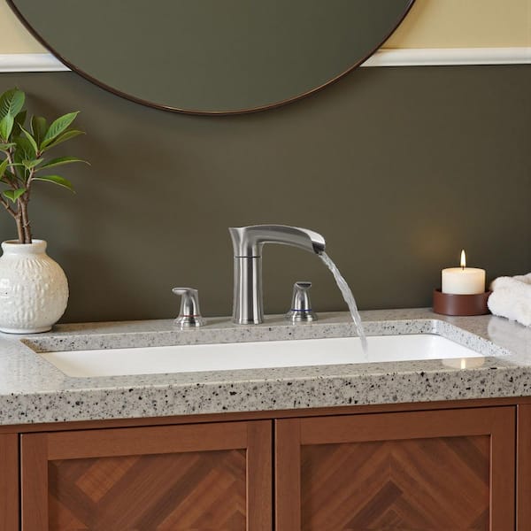 8 in. Widespread Double-Handle Bathroom Faucet with PEX Supply Line 3-Hole Vanity Sink Faucet Spout in Brushed Nickel