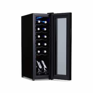 Luma Shadow Series 24 in. Single Zone Temperature 12-Wine Bottles Beverage & Wine Cooler in Black with Mirrored Finish