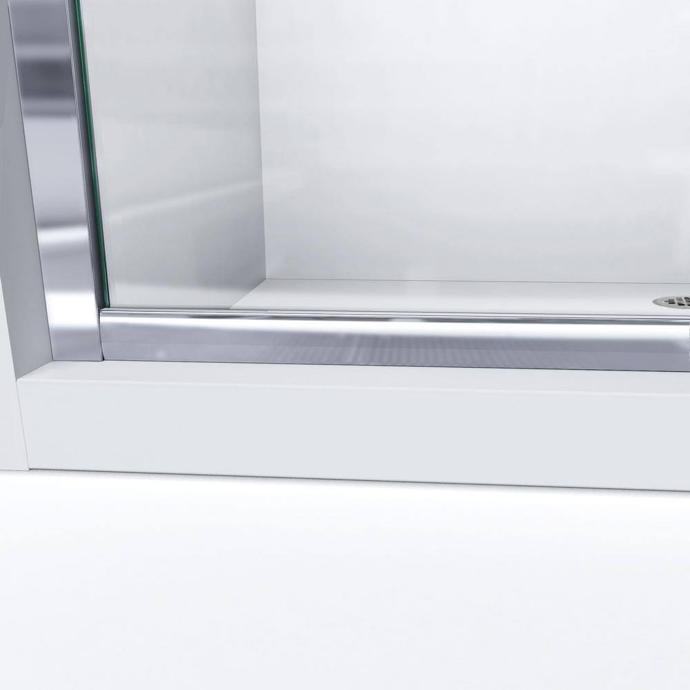 Matte Black Clear Glass Sliding Shower Kit with Left Drain