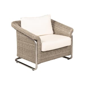 Vista Outdoor Wicker Accent Chair with Sunbrella Fabric Cushion in Beige