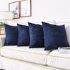 Set of 4 Alviero Lagoon Solarium Outdoor Floral Navy Blue Decorative  Pillows Sofa Couch Throw Pillow, Large Dark Accent, Cushions Decor Case 
