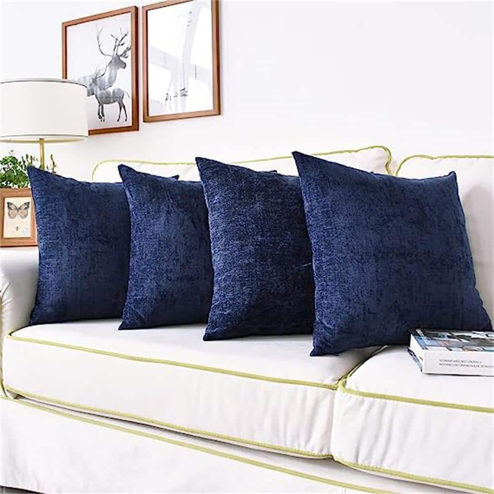 Outdoor Decorative Plush Velvet Throw Pillow Covers Sofa Accent Couch Pillows (Set of 2), Blue