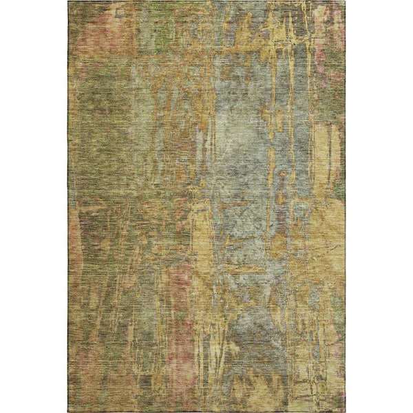 Mayfield Premium Machine Washable Abstract AMF2236 Aloe 9 ft. x 12 ft. Area Rug