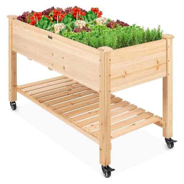 Unbranded 48 in. x 23.25 in. x 32 in. Natural Wood Raised Garden Bed