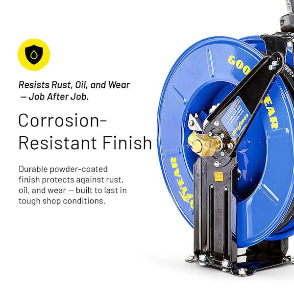 Elite 1/2 in. x 50 ft. Steel Dual Arm Pedestal Oil Hose Reel SAE 100R1AT