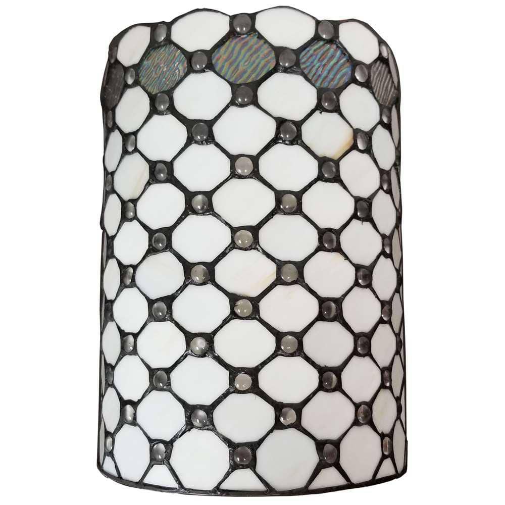Tiffany Style White Jeweled Stained Glass Wall Sconce