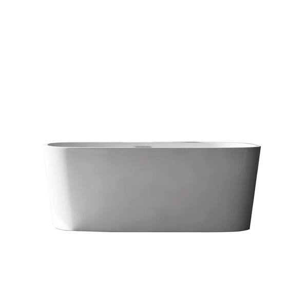 Aston Creswell 5.57 ft. Acrylic Flatbottom Bathtub in White in Stainless Steel Finish