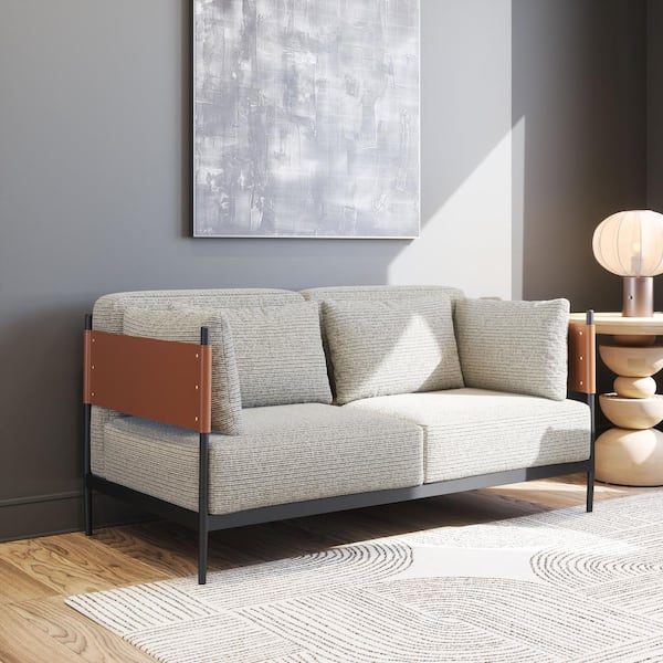 ZUO Stirbe 56.5 in. W Straight Arm Textured Polyester Fabric Rectangle Modern Sofa in. Gray
