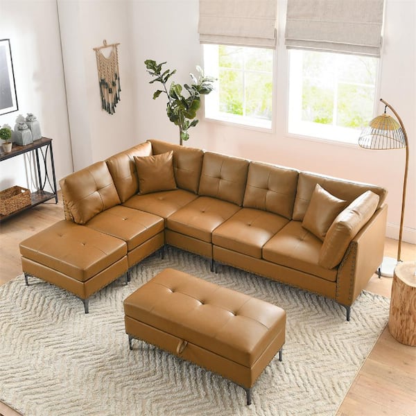 Leather L Shaped Sectional Sofa