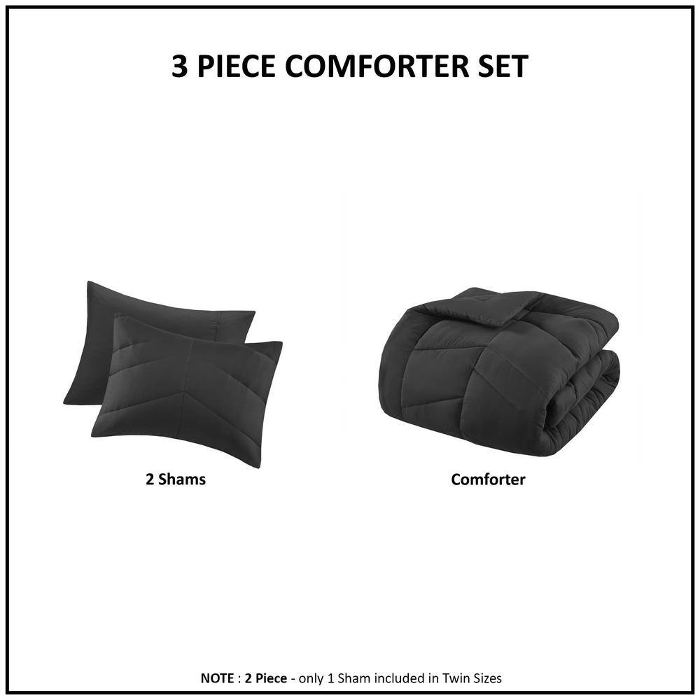 Black Twin Microfiber Reversible Chevron Comforter Set