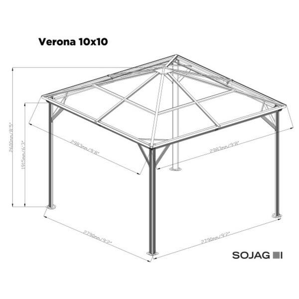 Sojag Verona 10 ft. x 10 ft. Charcoal Rustproof Aluminum Sojag Verona 10 ft. x 10 ft. Charcoal Rustproof Aluminum
