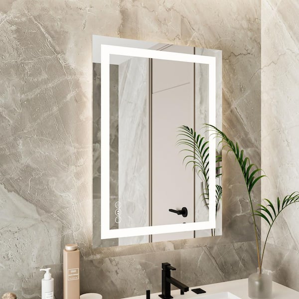 GOGEXX Modern Elegance 28 in. W x 36 in. H Frameless Rectangular Anti-Fog  LED Light Wall Bathroom Vanity Mirror with 3-Color C-FL-LED732 - The Home  Depot