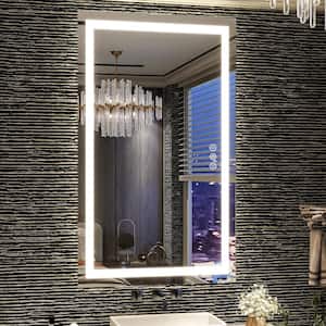 30 in. W x 55 in. H LED Light Anti-Fog Rectangular Modern Frameless White Wall Mirror