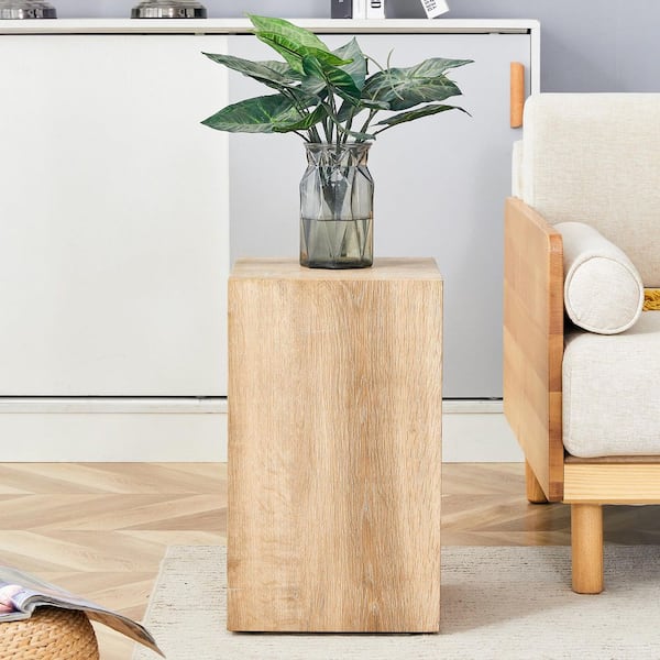 Nature Rectangle Wood 11.81 in. W Decorative Stand with Light Wood Color Texture Patterns
