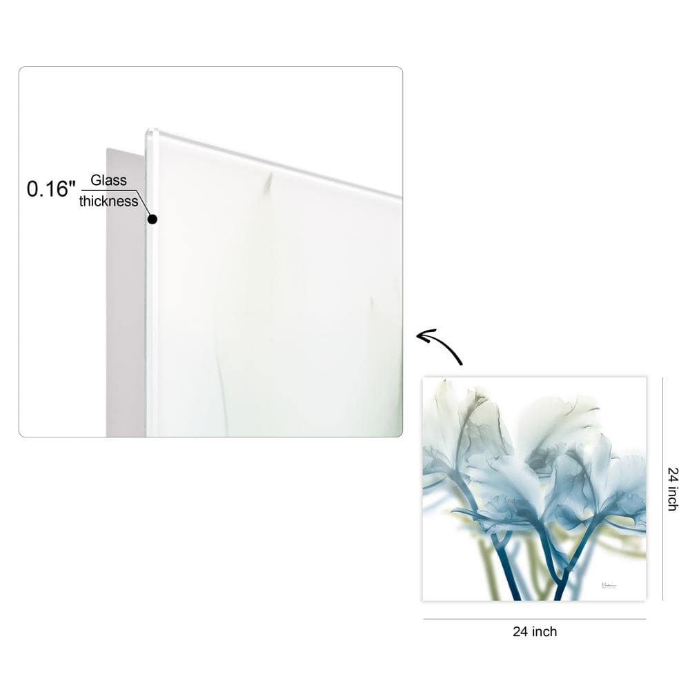 Blue Floral X-Ray Tempered Glass Wall Art, 24" x 24"