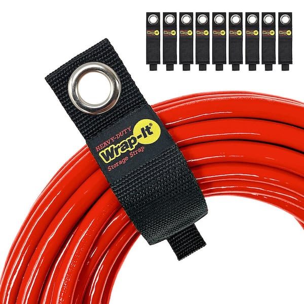 Wrap-It Storage 10 in. Black Heavy Duty Hook and Loop Hanging Storage ...