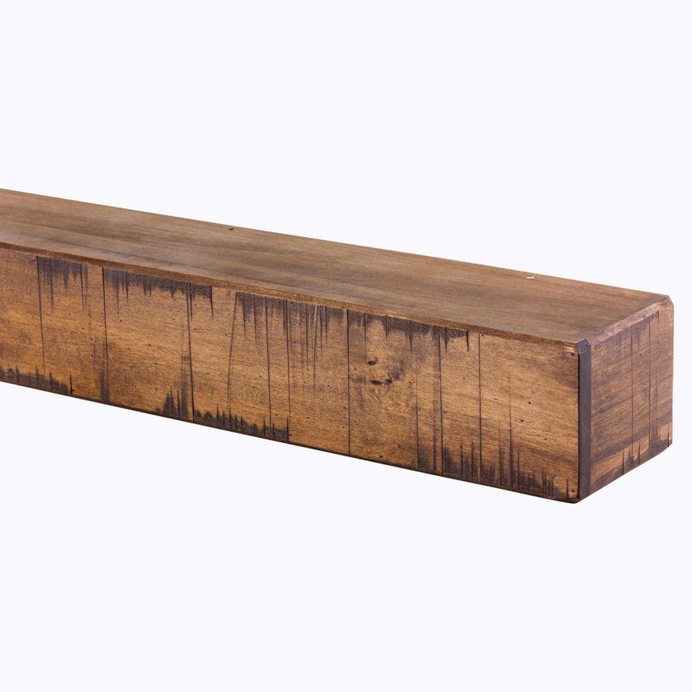 60" Dark Chocolate Stained Poplar Wood Rustic Mantel Shelf