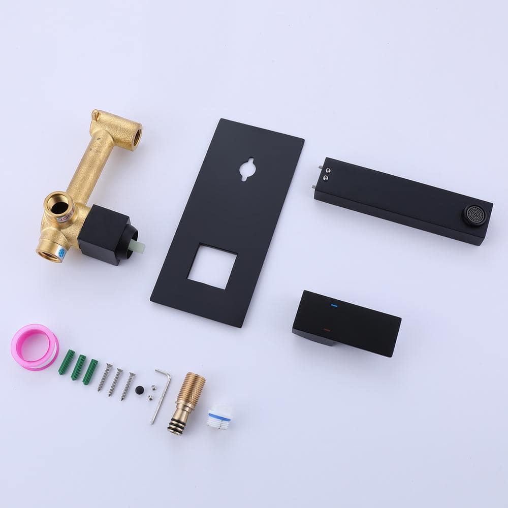 Matte Black Single-Handle Wall Mount Bathroom Faucet