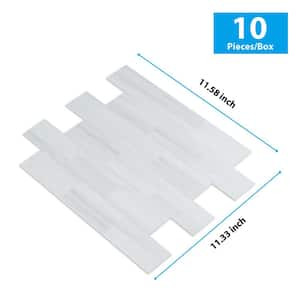 White 11.6 in. x 11.4 in. x 0.12 in. PVC Mixed Metal Peel and Stick Backsplash (10-Pack)