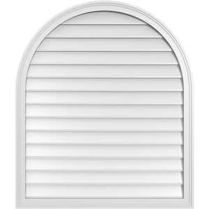 36 in. x 42 in. Round Top White PVC Paintable Gable Louver Vent Non-Functional