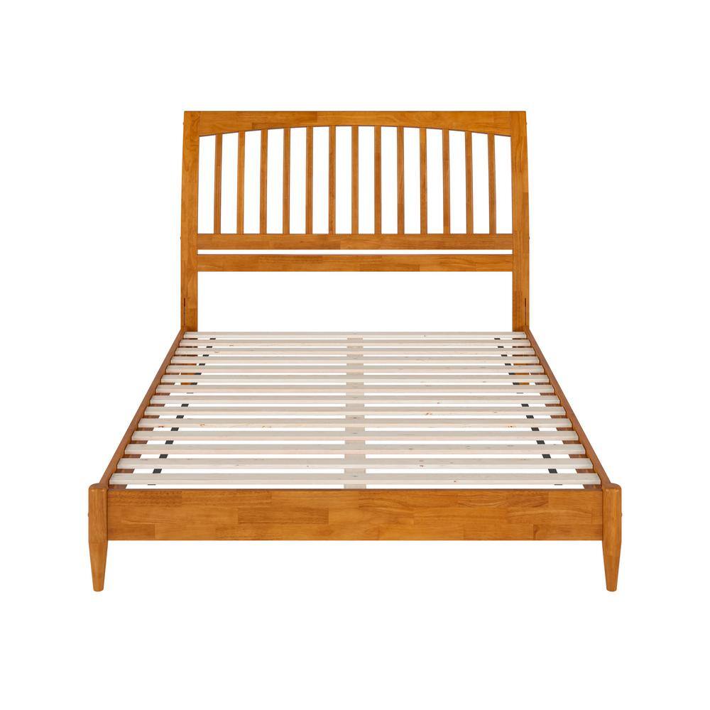 Orleans Queen Light Toffee Wood Platform Bed with Slatted Headboard