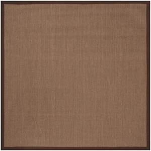 Natural Fiber Brown 6 ft. x 6 ft. Square Border Area Rug