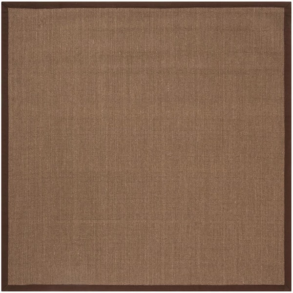 SAFAVIEH Natural Fiber Brown 6 ft. x 6 ft. Square Border Area Rug