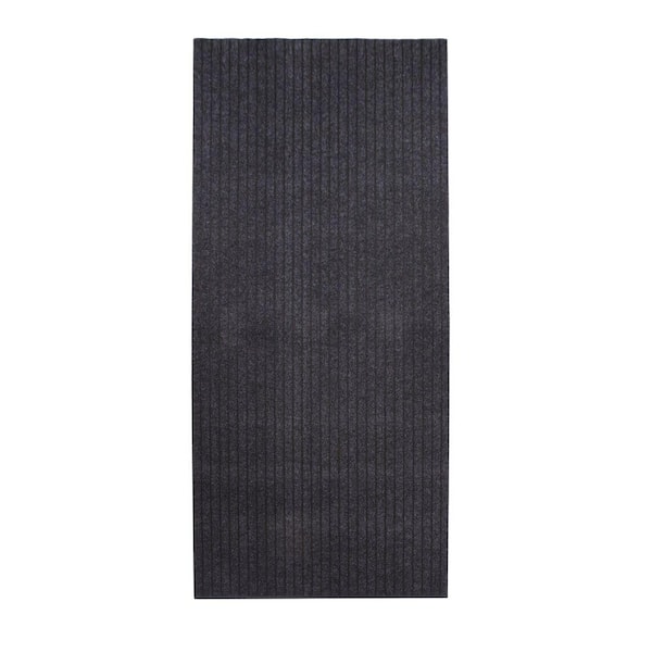 Ottawa Cut to Size Grey Color Ribbed Style 26 inches Width x Your Choice Length Custom Size Slip Resistant Runner Rug