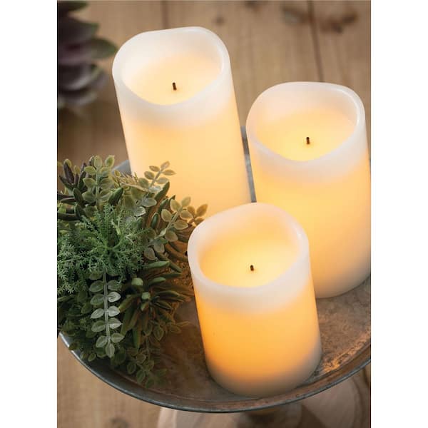 SULLIVANS 6, 5, and 4 Smooth LED Pillar Candle (Set of 3) ENBWT13420MX -  The Home Depot