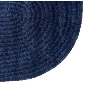 Chenille Braid Collection Navy 22" x 40" Oval 100% Polyester Reversible Solid Area Rug